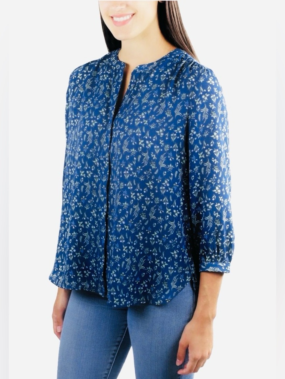 Jachs Girlfriend Women's Polyester Floral Print 3/4 Sleeve Blouse